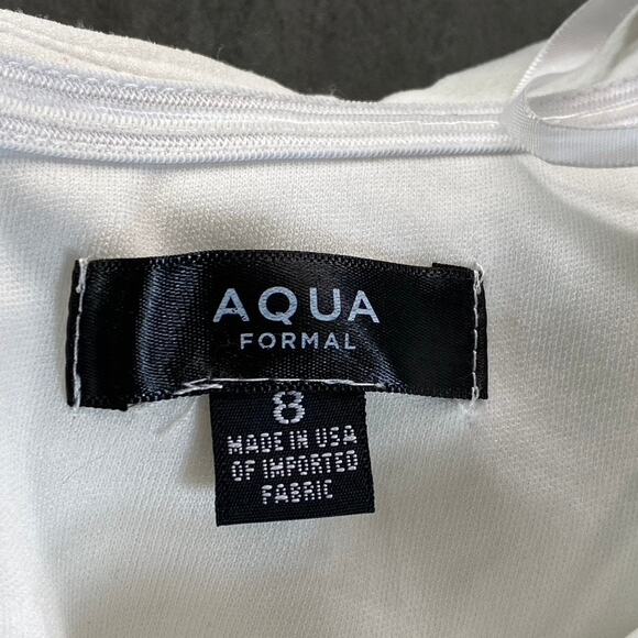 AQUA FORMAL Women's White One-Shoulder Scuba Crepe Bodycon Mini Dress SZ 8 - Picture 8 of 11